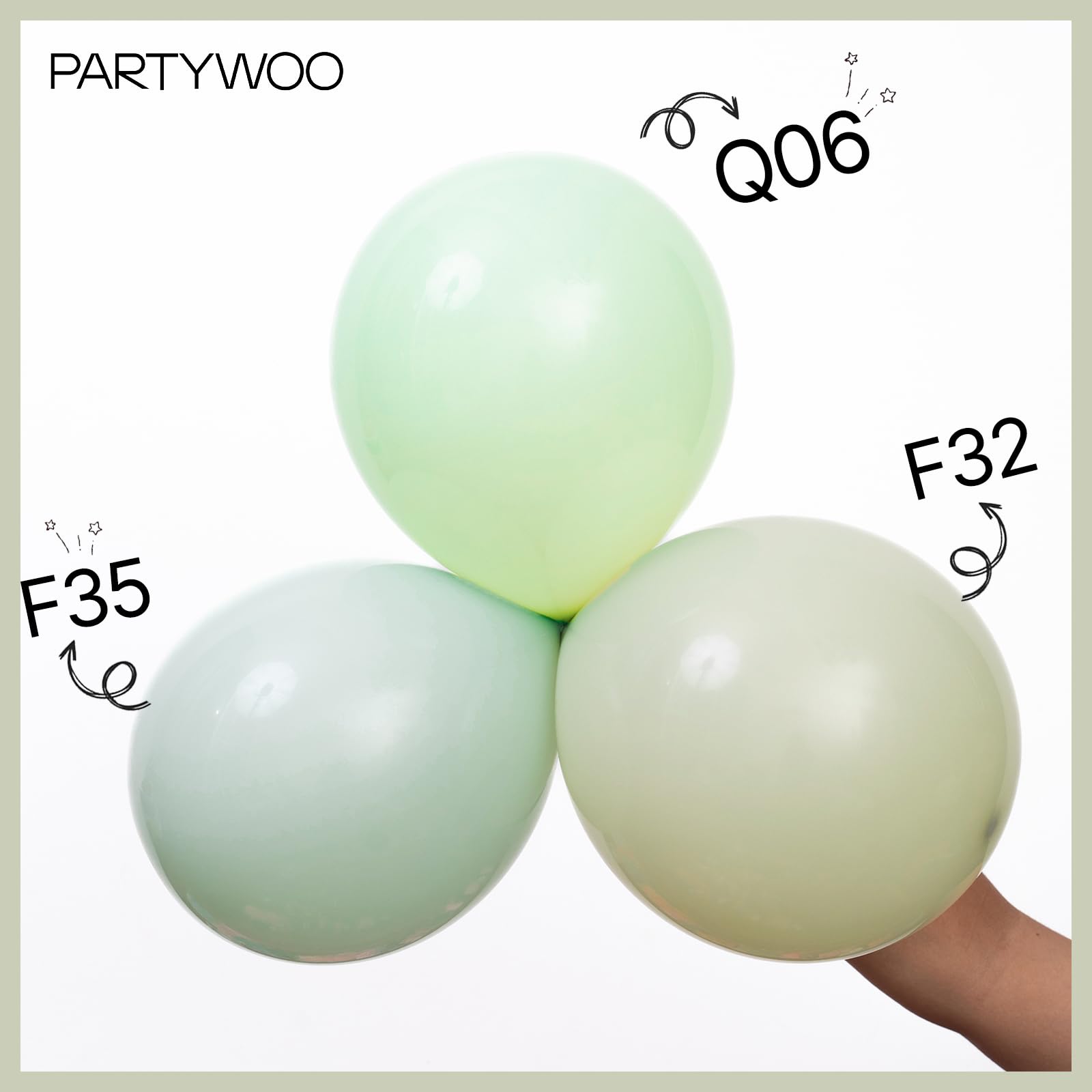 PartyWoo Sage Green Balloons 52 pcs 12 Inch Dusty Green Sage for Olive Green Party Decoration Birthday Graduation Safari Jungle Forest Baby Shower Party Decorations Green-F32