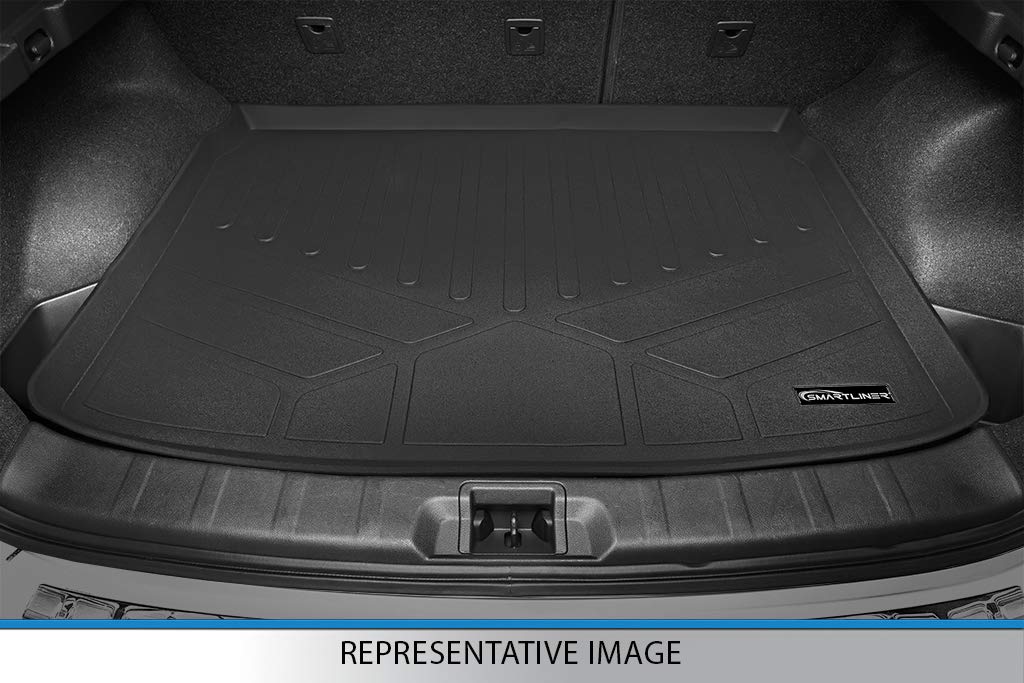 SMARTLINER Custom Fit Floor Mats 2 Rows and Cargo Liner Trunk Set Black Compatible with 2019-2020 Hyundai Santa Fe 5 Passenger Models