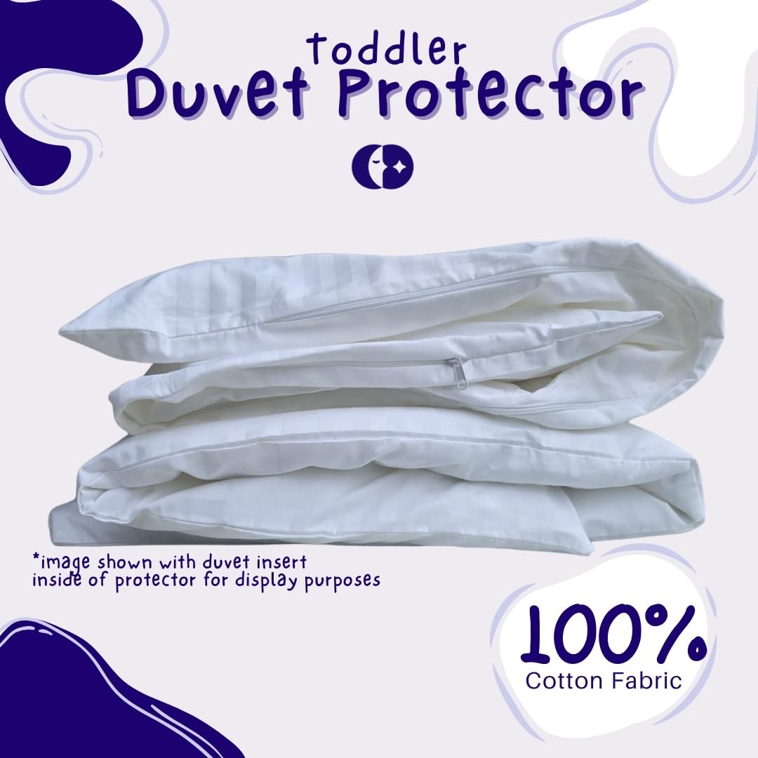 Continental Bedding Duvet Cover Protector for Toddler Comforter, 100% Cotton, Zipper to Block Blanket from Dust Fits Standard Crib & Toddler Bed, 39x47 Inch, White