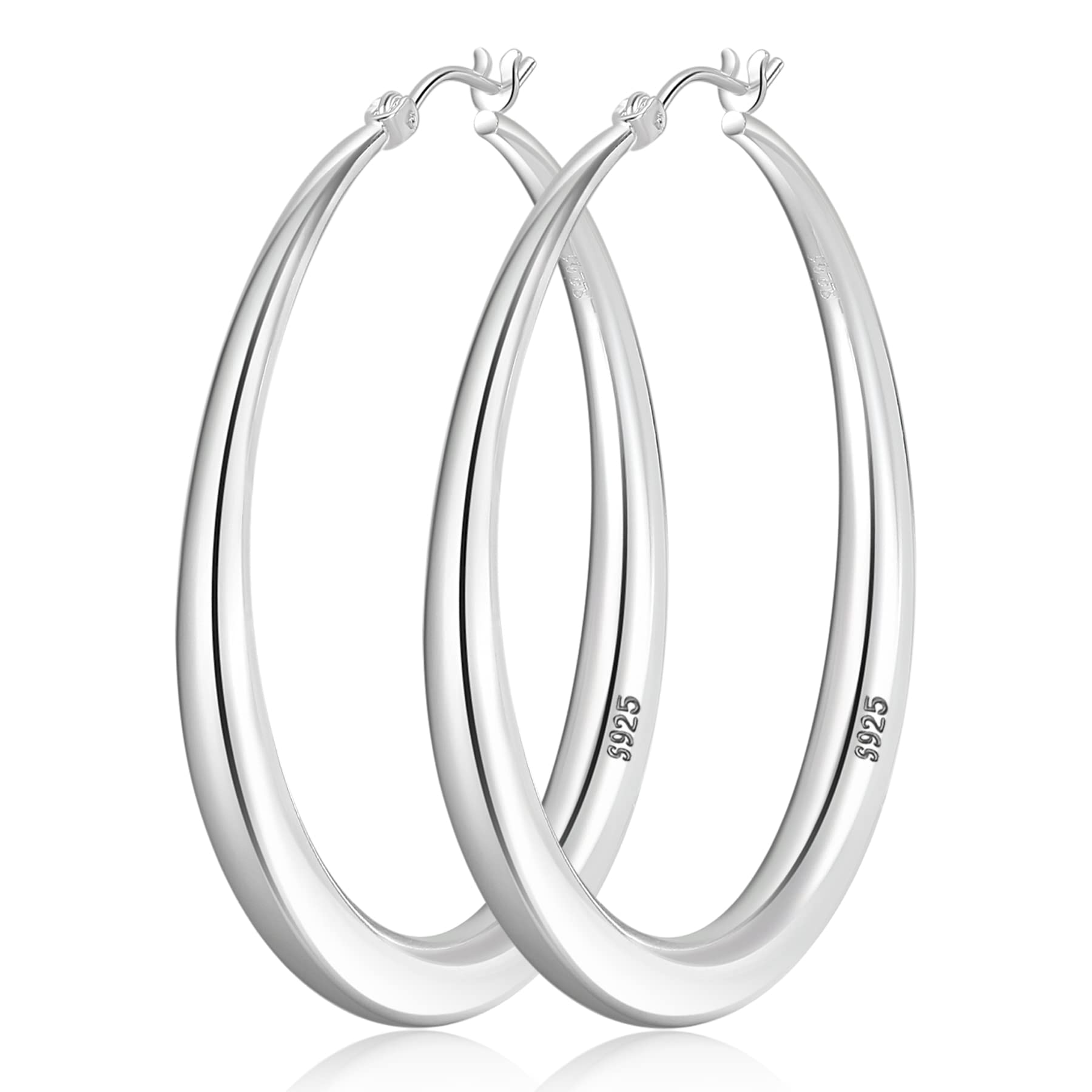 LOUMILEO 925 Sterling Silver Hoop Earrings Large Silver Hoop Earrings for Women Hypoallergenic Big Silver Hoop Earrings Lightweight Silver Hoops Earrings for Women Girls (50mm)
