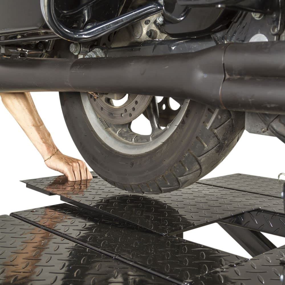 Black Widow BW-1000A-XL Extra-Long Motorcycle Lift Table with Center Jack