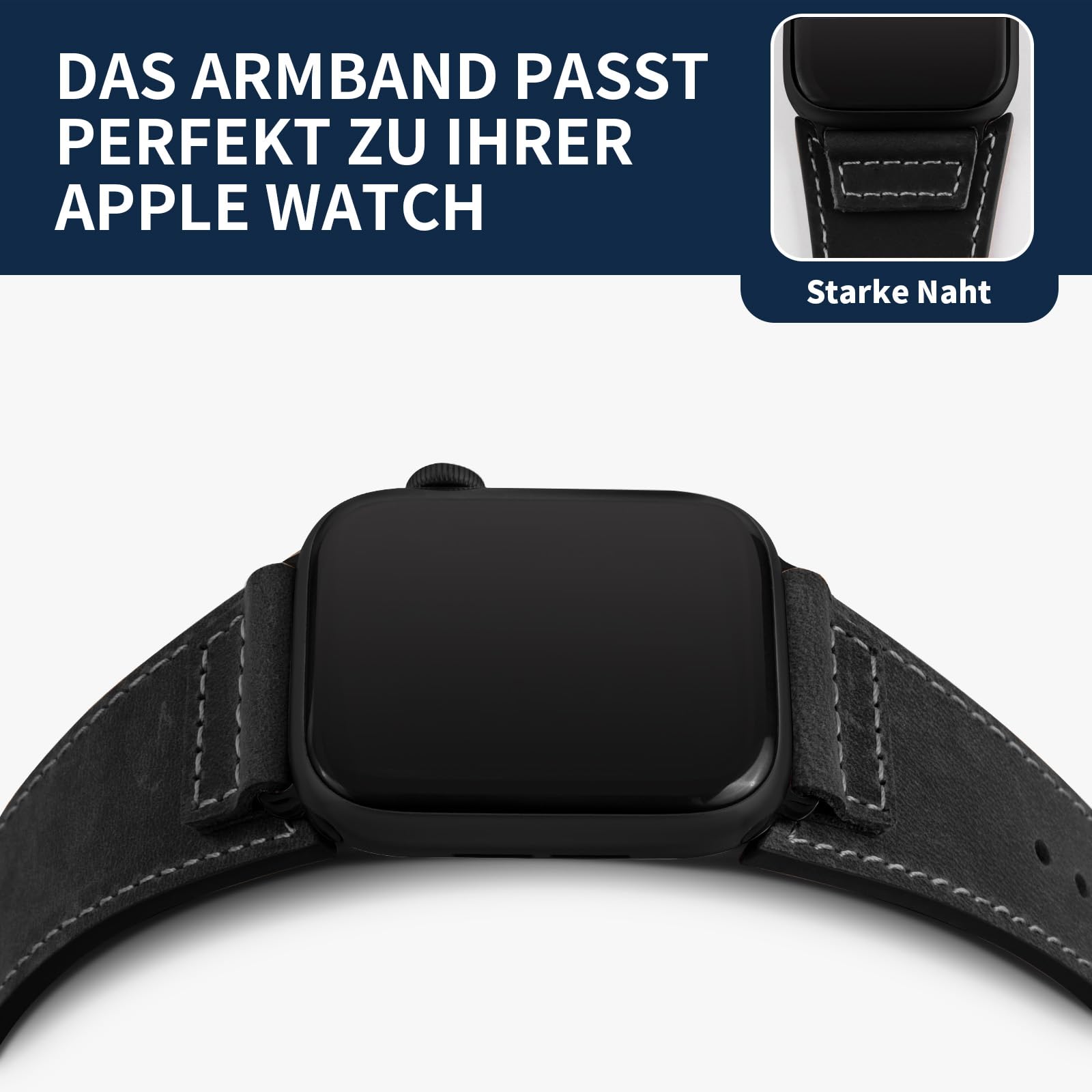 Wristitani Leather Bands Compatible With Apple Watch Band 49mm 45mm 44mm 42mm for Men, Top Grain Genuine Leather Replacement Strap for iWatch Ultra2 Ultra Series 9 8 7 SE2 SE 6 5 4 3