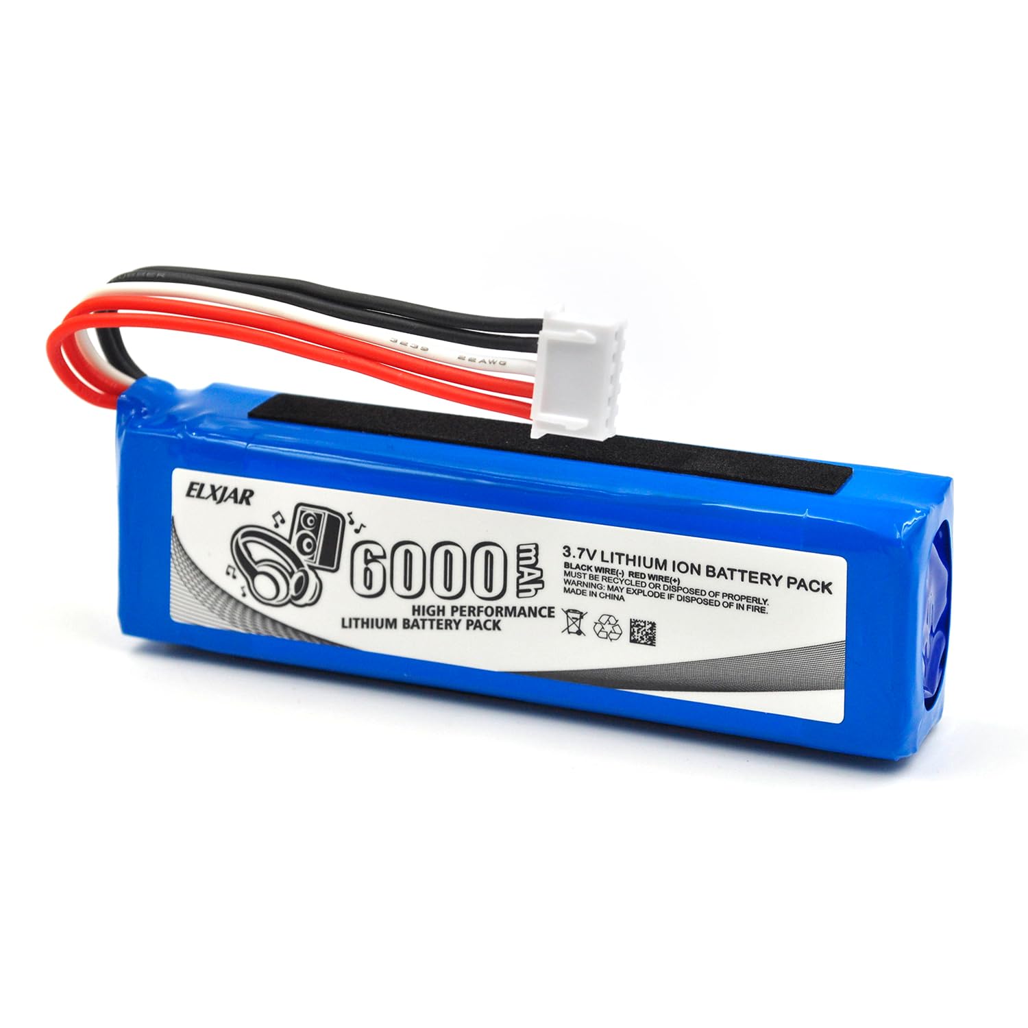 elxjar (2-Pack) 3.7V 6000mAh Replacement Battery for JBL Charge 3 2016 Version, fits Part No GSP1029102A, CS-JML320SL Speaker