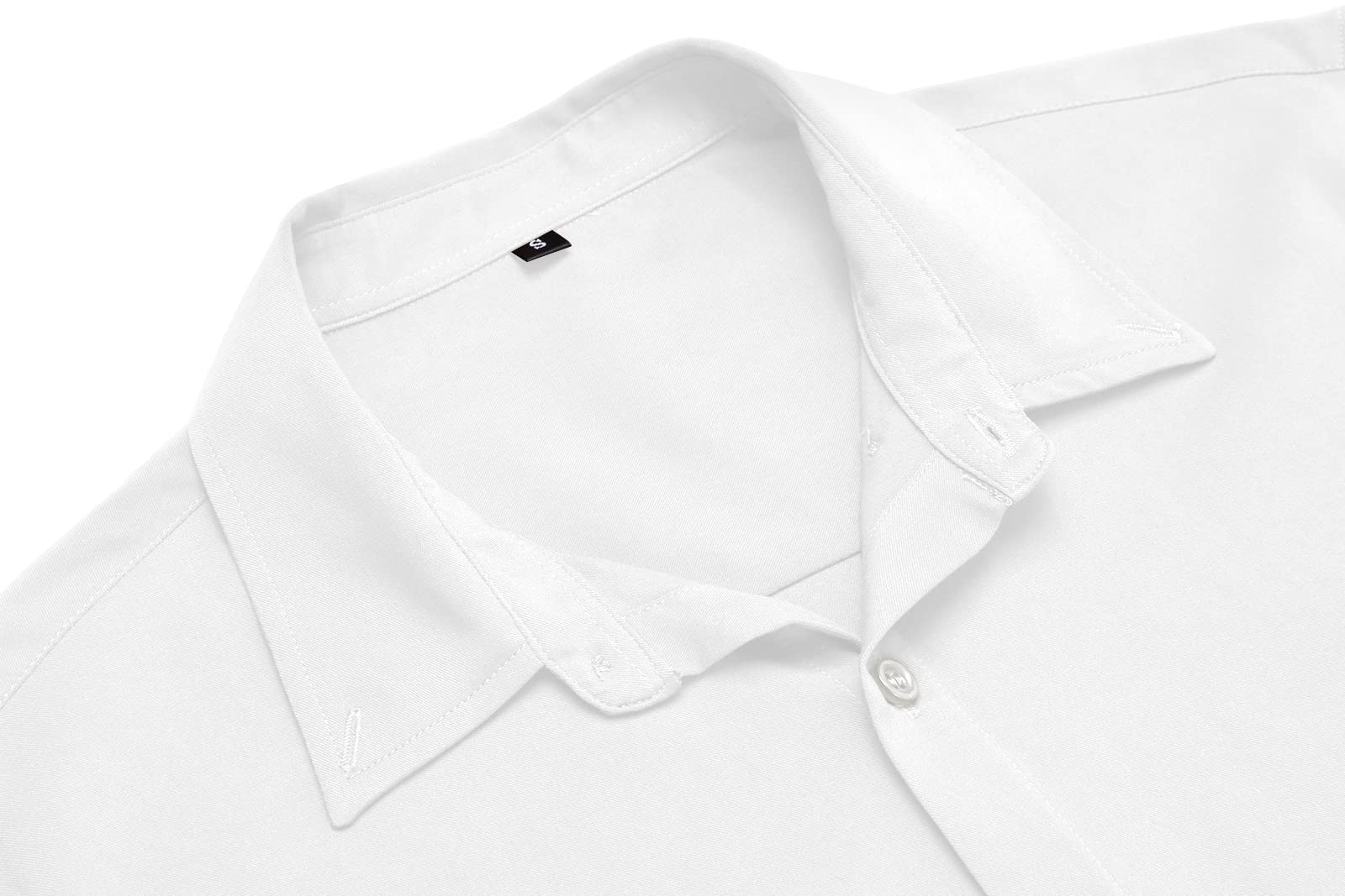 URRU Men's Muscle Dress Shirts Slim Fit Stretch Short Sleeve Casual Button Down Shirt White XL