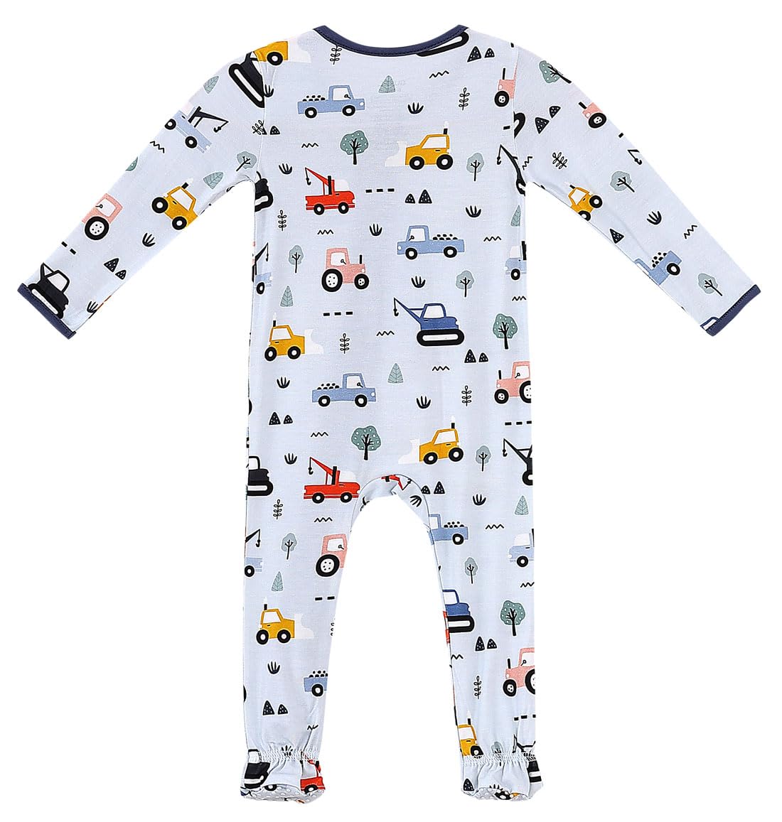 SUZEL Viscose from Bamboo Baby Footed Pajamas - Baby Infant Boys Girls One Piece Romper - Sleep 'N Play PJs - 0-24 Months (Construction Vehicle, 3-6M)