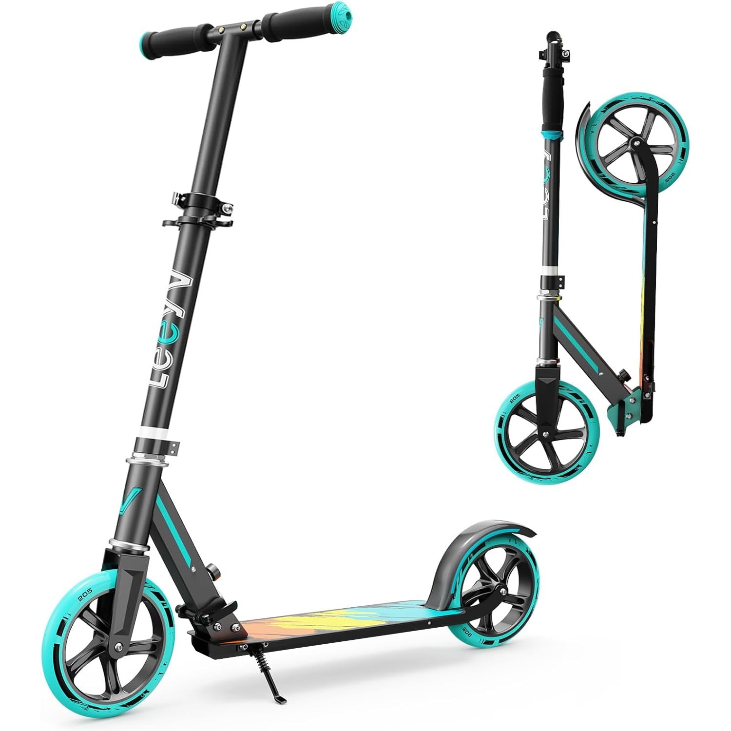 Scooter for Kids 6–12 & Adults, Max Load 240 LBS, Adjustable Height,Lightweight 2-Wheel, Foldable Kids Scooter with Big Wheels