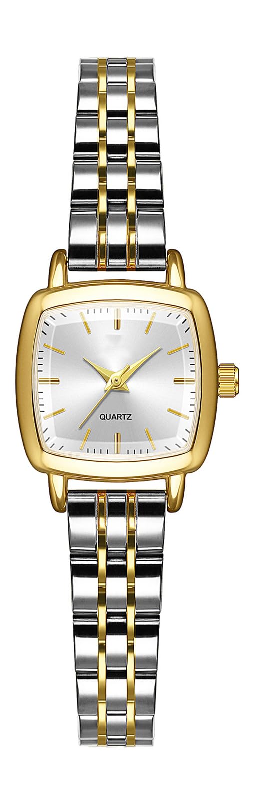 BESTKANG Luxury Retro Women's Watch - Stainless Steel Bracelet,Waterproof Fashion Dainty Gold Watches for Women,Includes Bracelet Adjustment Tool (Two Tone White)