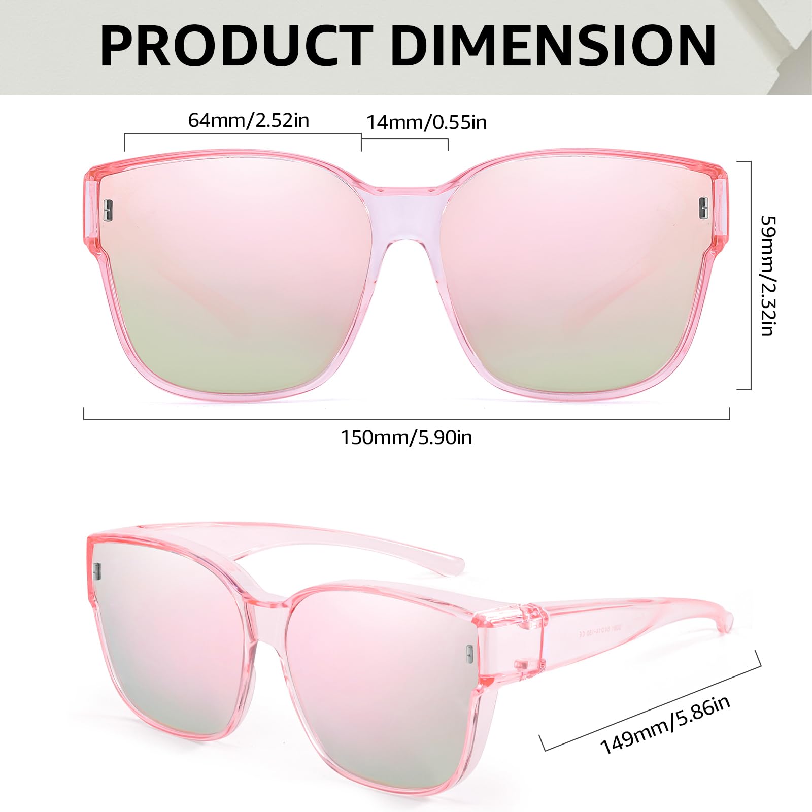 TJUTR Polarized Fit Over Sunglasses for Women, Trendy Oversized Over Prescription Glasses Shades with UV Protection TS3091