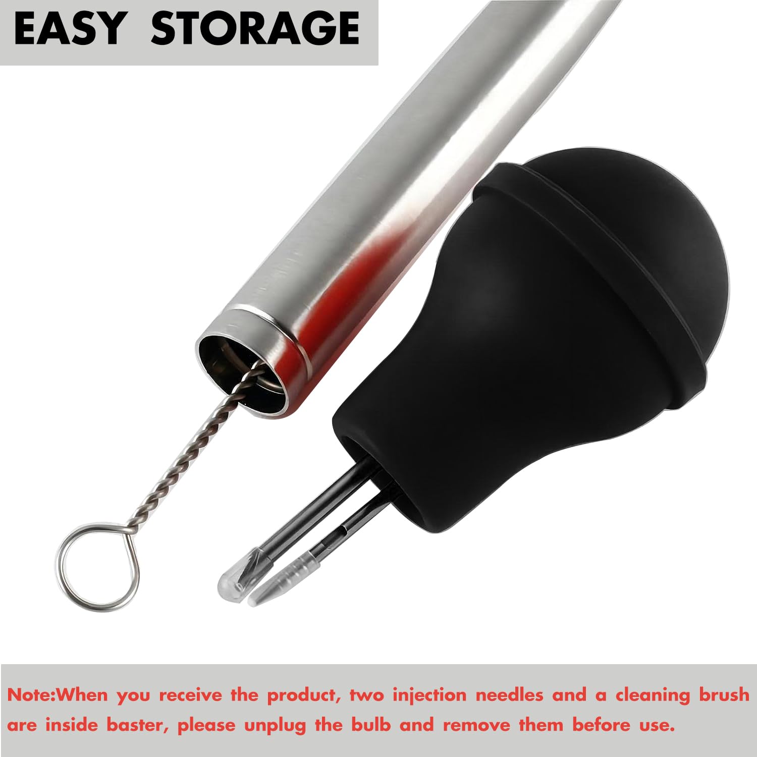 Yoki Peony Stainless Steel Turkey Baster Baster Syringe for Cooking, Meat Injector Syringe