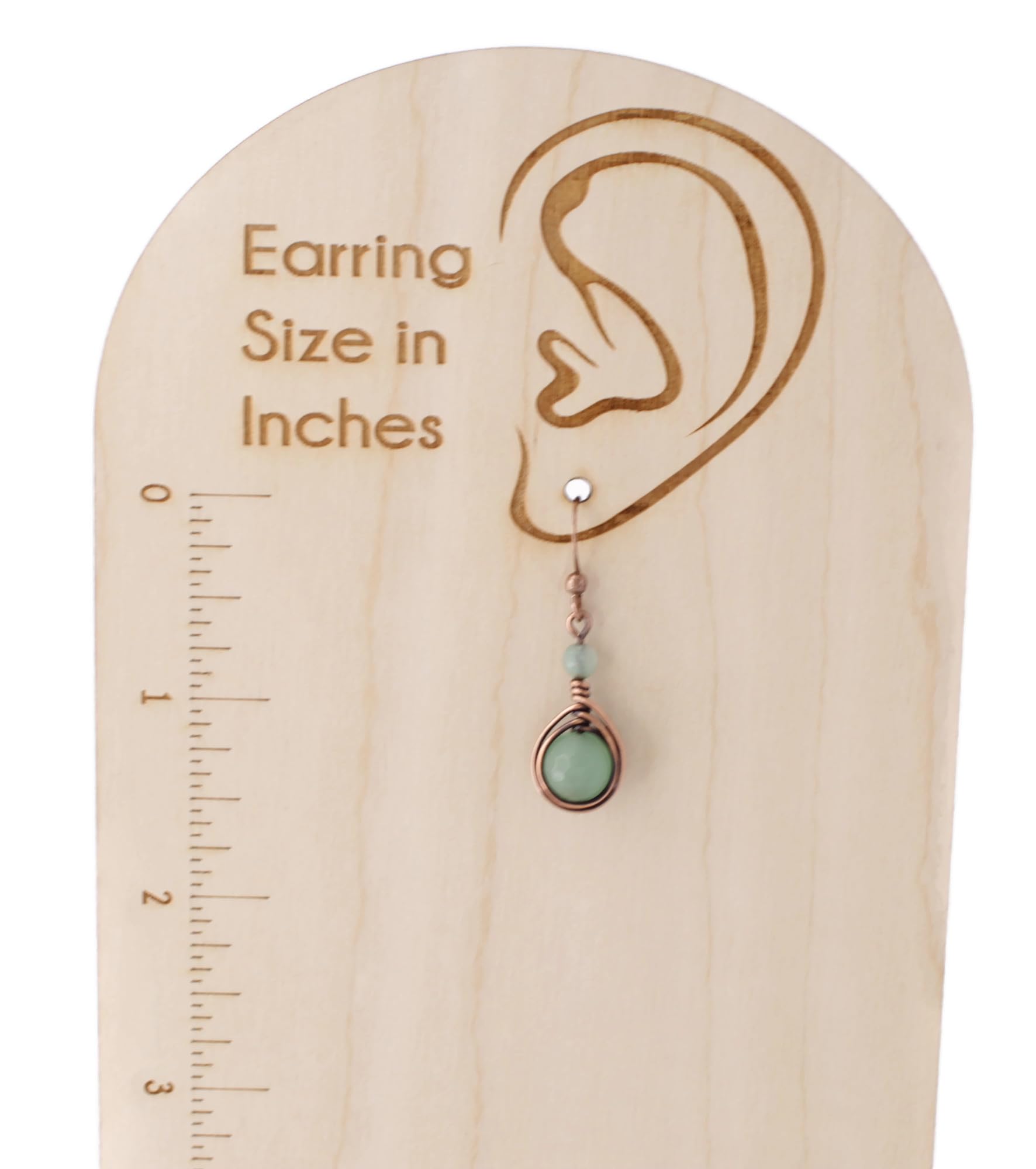 Pillar of Salt Studio Handcrafted Solid Copper Earrings with Green Aventurine Gemstone (Antiqued Copper, 1" drop)