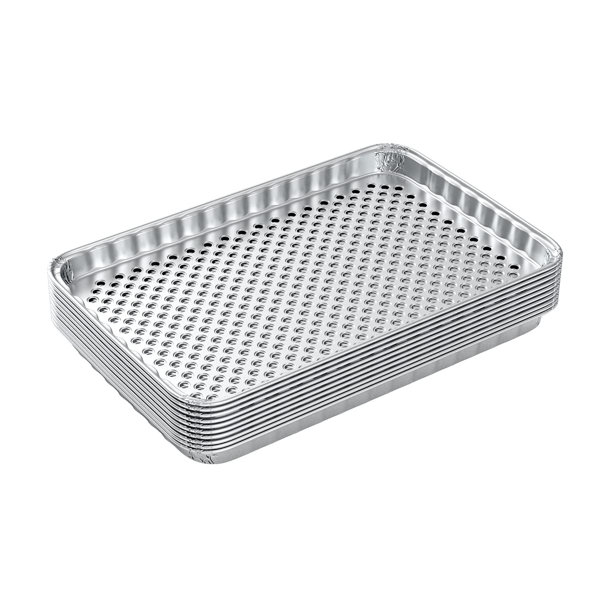 Grilling Corner Extra Tough Grill Liners,Grill Topper-Disposable Aluminum Broiler Pans for Outdoor/Indoor Grilling/Camping,10 Pack Foil Grilling Trays