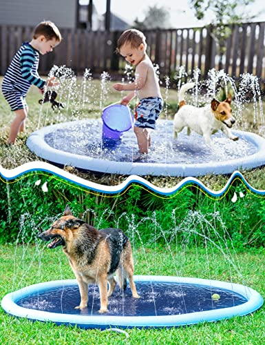 Kids Dog Splash Pad Sprinkler - Jasonwell Non Slip Dog Sprinkler Pad Splash Puppy Pool Summer Outdoor Water Toys Backyard Durable Splash Pad for Toddlers Kids Small Medium Large Dogs Pets