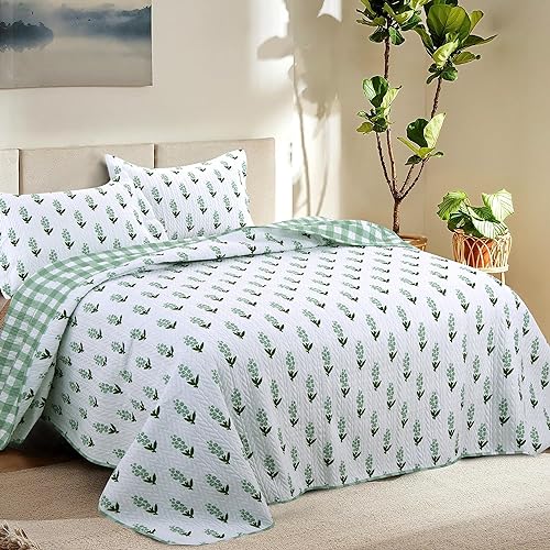 Shanghan Home Grey Quilt Set, 3 Piece King Size Soft Bedspread & Coverlet Set for All Season, Lightweight Coin Pattern Quilt Bedding Set - 100% Microfiber - 104"x94"(1 Quilt, 2 Shams)