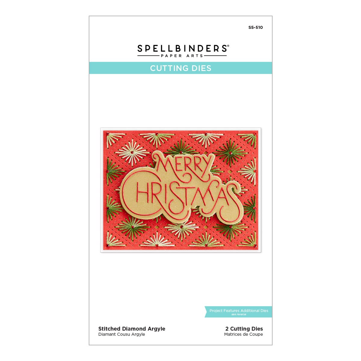 Spellbinders Stitched Diamond Argyle Etched Dies, Metal