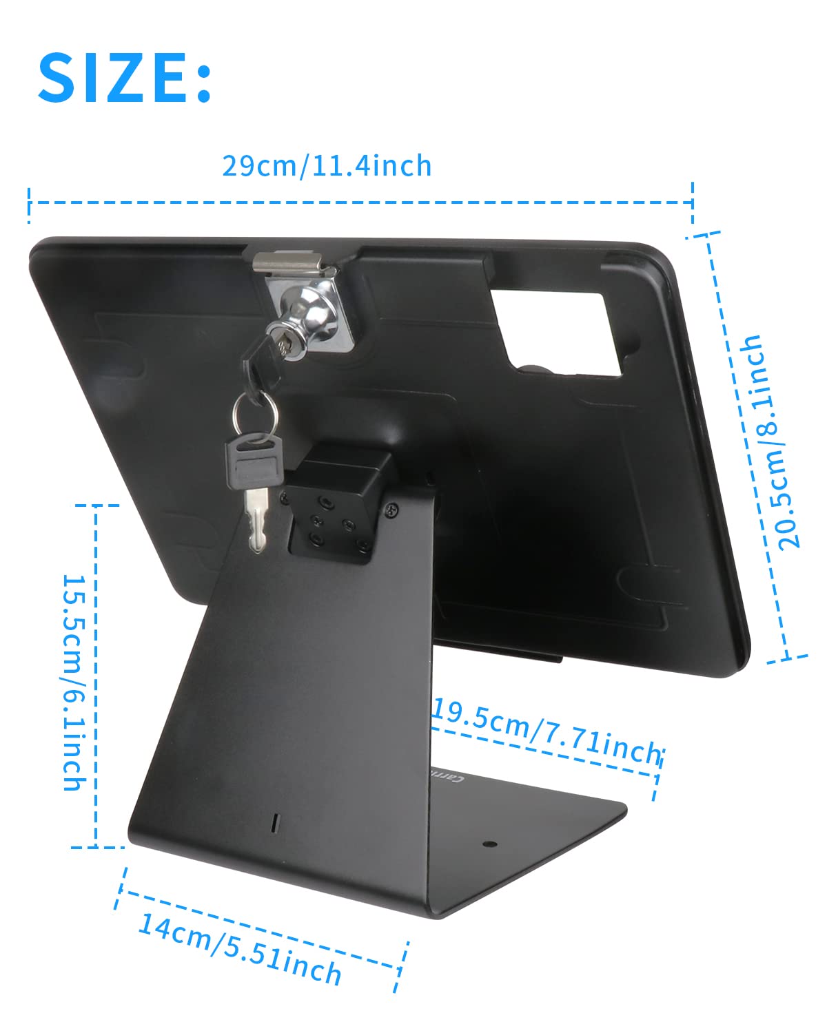 CarrieCathy Desktop Anti-Theft Security Kiosk POS Stand Holder Enclosure for 2025 iPad 11" (A16) 11th / 10.9" 2022 iPad 10th, Flip & Rotate