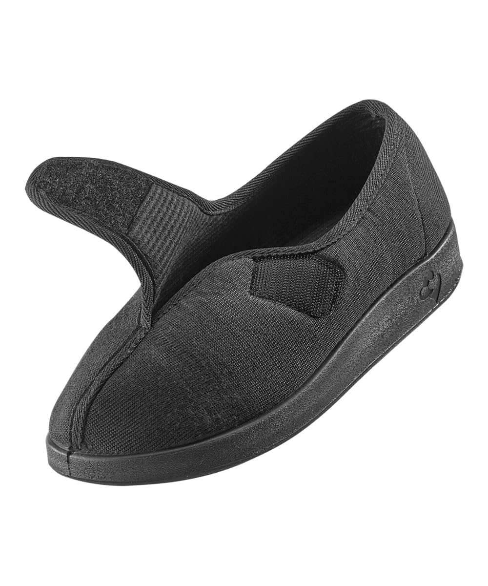 Silvert's Adaptive Clothing & Footwear Women’s Extra Wide Easy Closure Jewel Slippers for Seniors - Brushed Black/Black 10