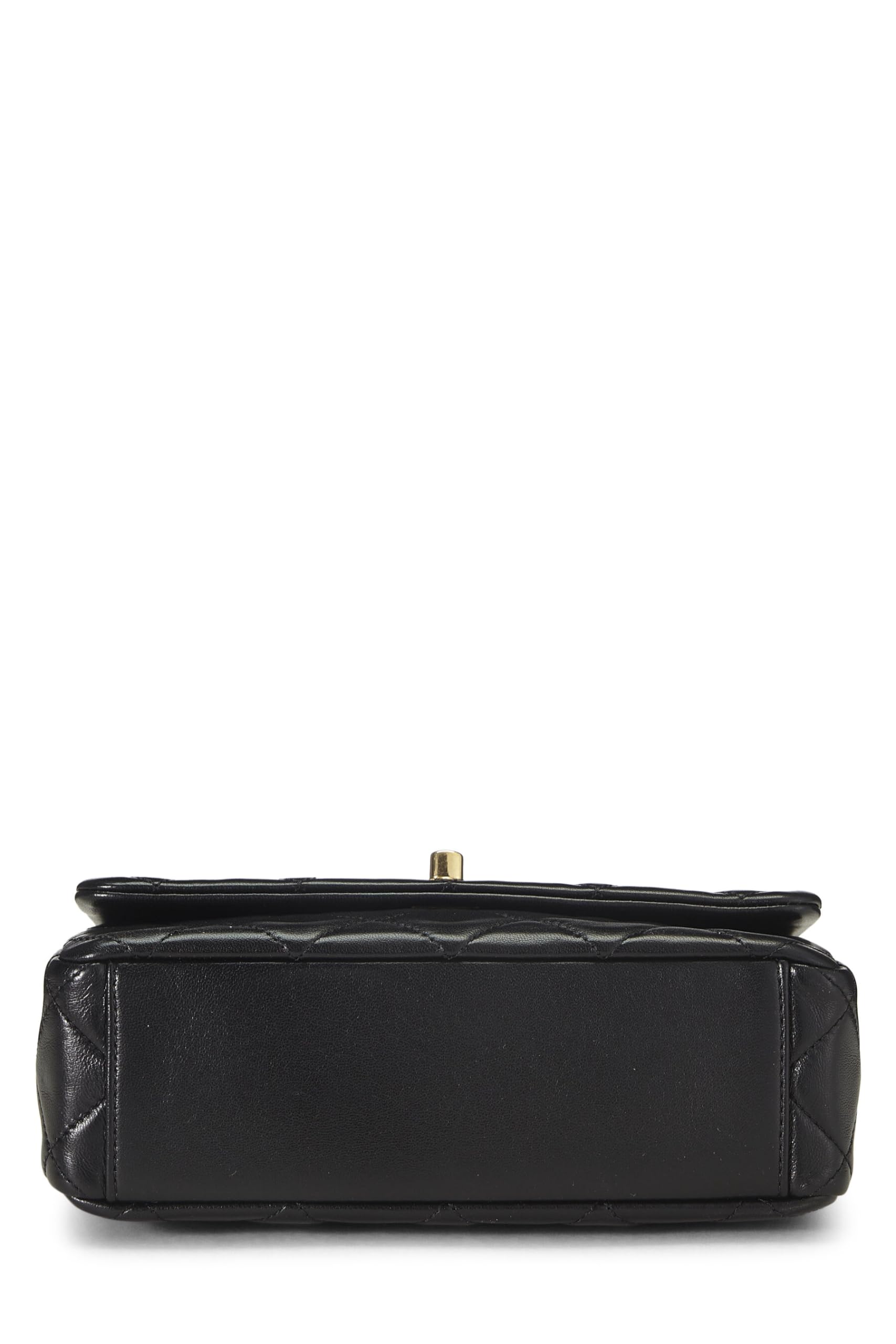 Chanel, Pre-Loved Black Pearl Quilted Lambskin Rectangular Flap Mini, Black