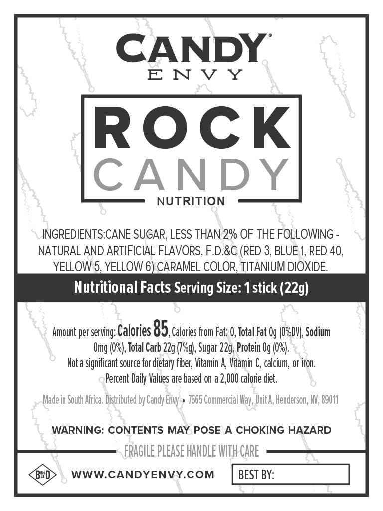 Candy Envy - Frozen Ice Rock Candy Sugar Sticks - 36 Individually Wrapped Party Treats & 4 Wands