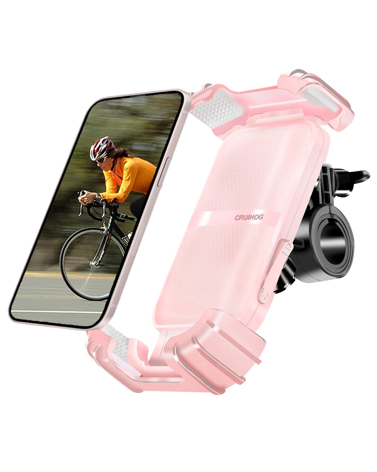 CRUIHOG Bicycle Phone Holder,Motorcycle Handlebar Phone Mount,1S Quick Lock Release,360°Rotation Silicone Wrapped Phone Clamp Stand for E-bike,Scooter ATV Strollers Bike Phone Clip,for 4.7- 6.8"Phones