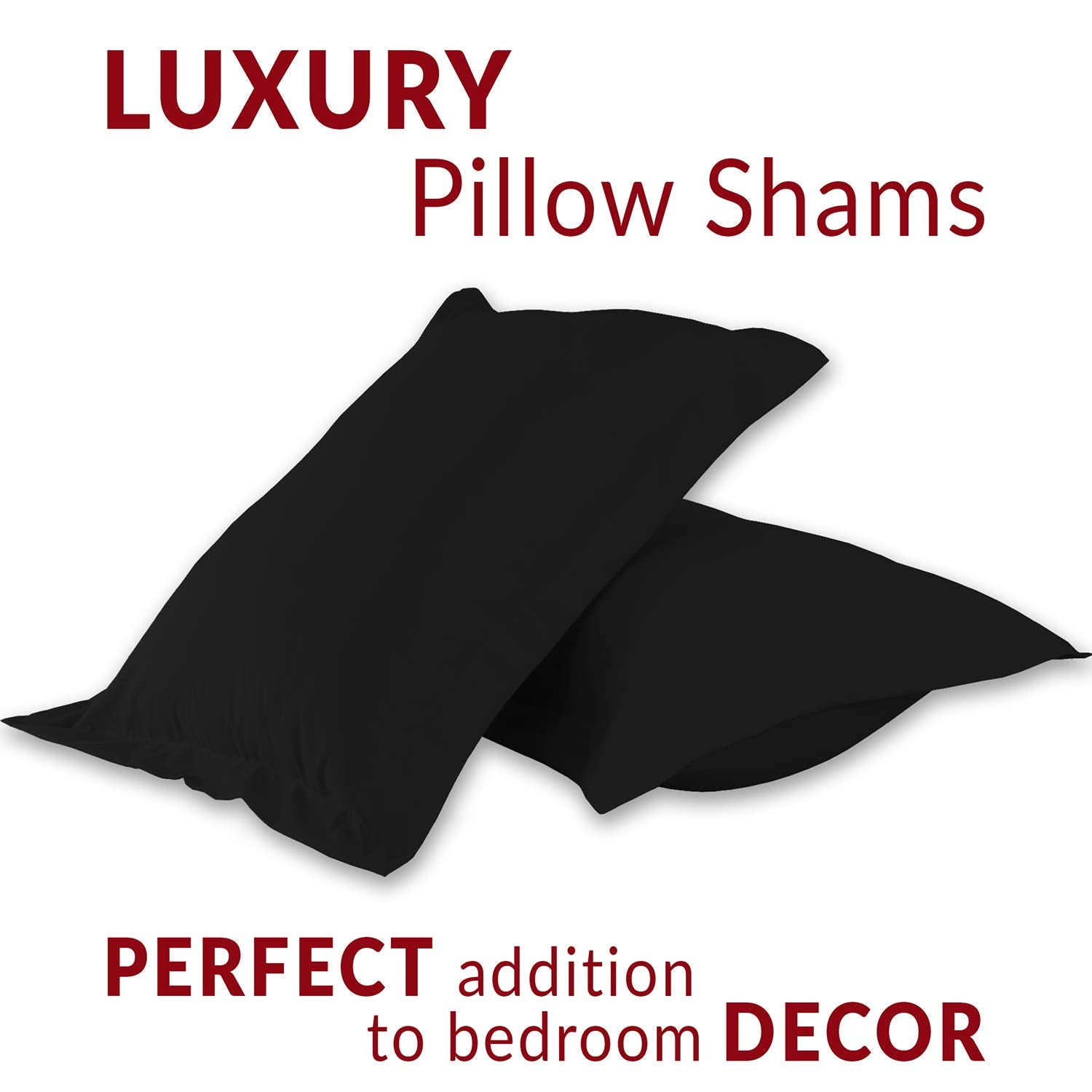 Mellanni Bed Sheet Set + 2 Pillow Shams Bundle&Save - Hotel Luxury Bedding Sheets & Pillowcases - Bundle Includes: 4pcs Bed Sheet Set and 2 Pillow Shams with 2" Flange (Queen/Standard, Black)