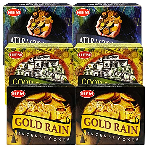 Hem Incense Cones Variety Pack #6 and Cone Incense Burner Bundle with 6 Most Admired Fragrances