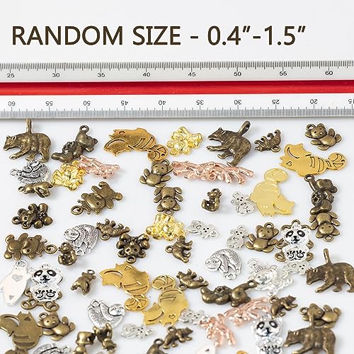 stino 100g Metal Flower Connector Charms for Jewelry Making, Bulk Silver & Gold Charms for Braclet Necklace Crafts (Flower-2 Hole Mixed Color)