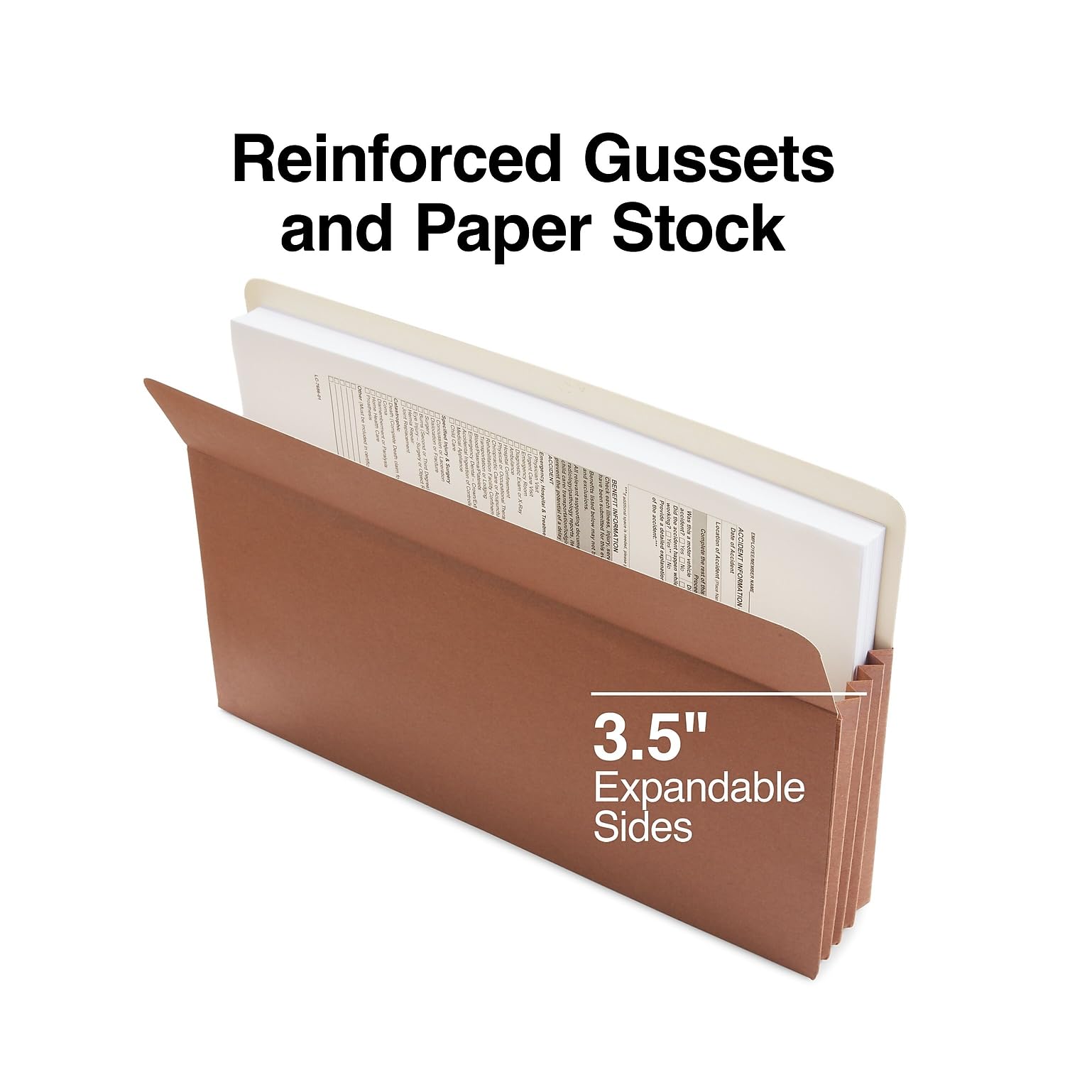 Staples File Pocket Folders, 3.5 Inch Expandable Sides, Legal Size, Easy Organizing & Document Storage, 25-Pack, Brown