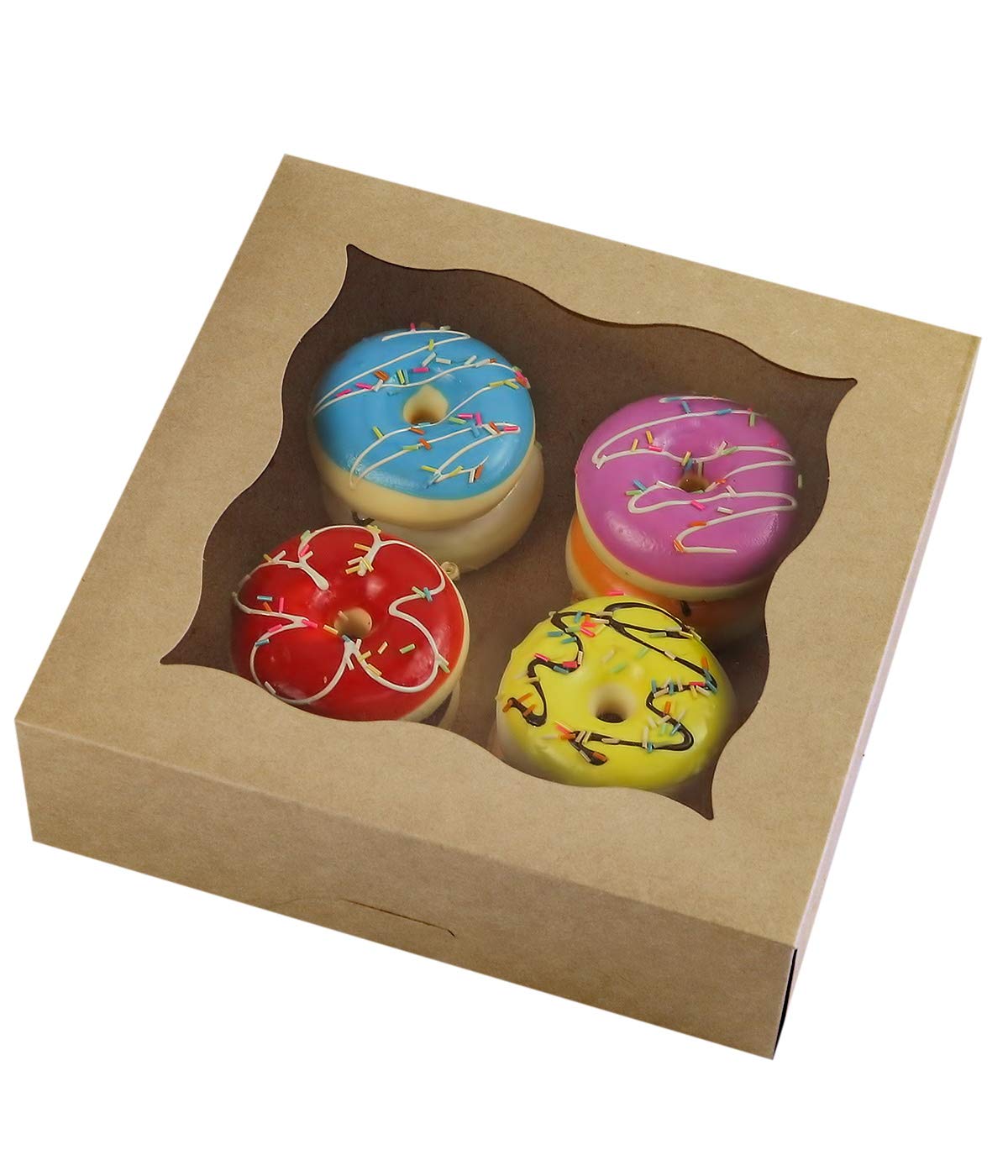 CHERRY 9"x9"x3"Brown Bakery Boxes with PVC Window for Pie and Cookies Boxes Small Natural Kraft Paper Box 9x9x3inc,Pack of 15
