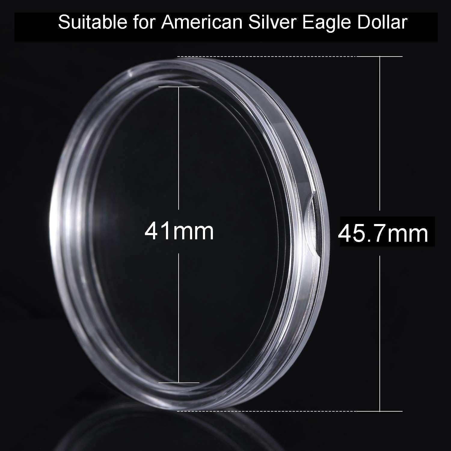 Silver Dollar Coin Case Holder for Collectors 40.6mm Silver Bar Plastic Round Coin Capsules Covers for Silver Bar Coin Collection Supplies (60 Pieces)