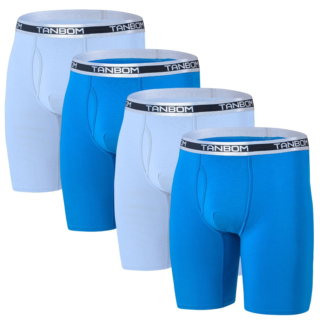 ZONBAILON Mens Bamboo Viscose 9" Long Leg Anti Chafing Boxer Briefs Underwear (Multicolor02*4-Pack, 3XL)