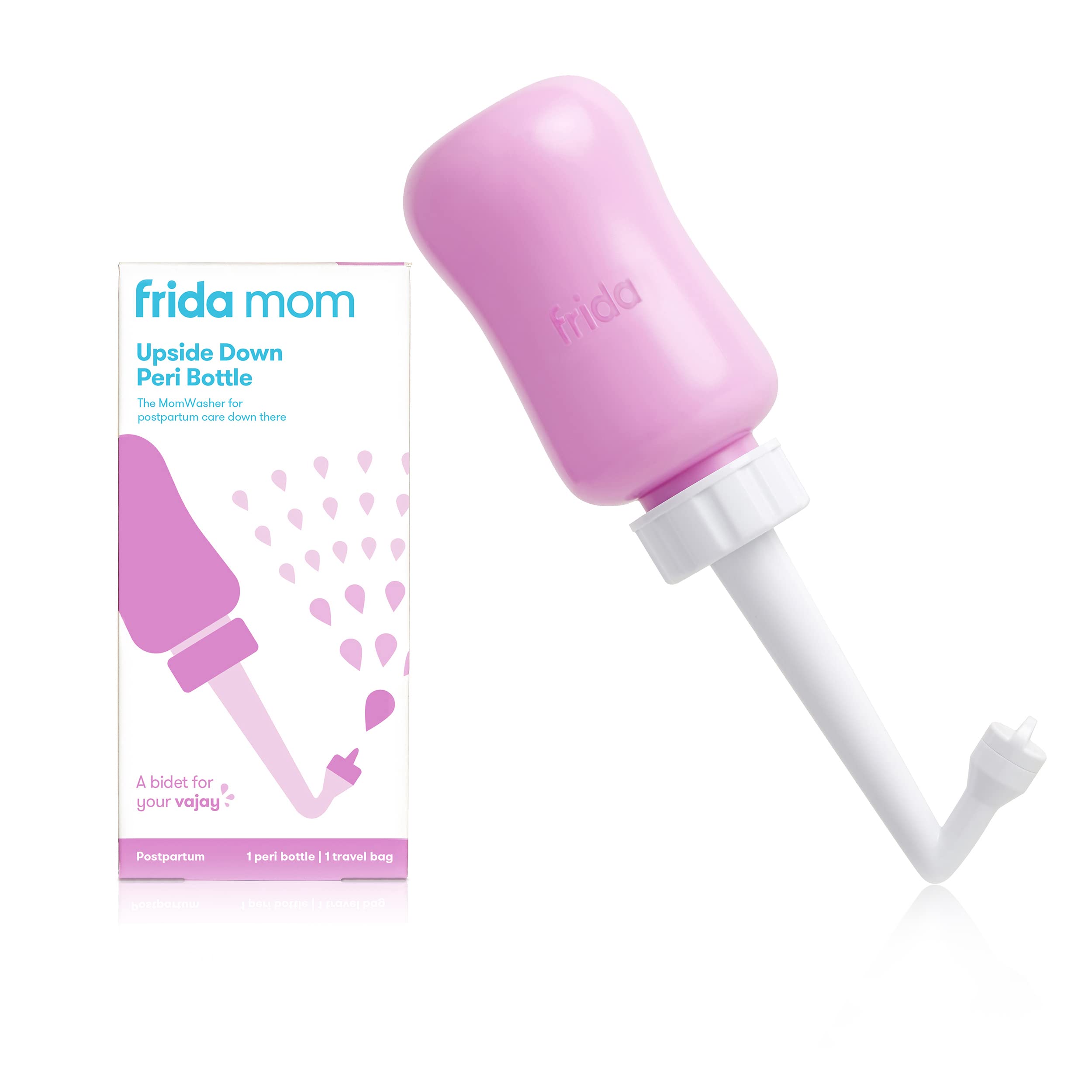 Bundle of Frida Mom Witch Hazel Perineal Cooling Pad Liners (24ct) + Frida Mom Upside Down Peri Bottle for Postpartum Care