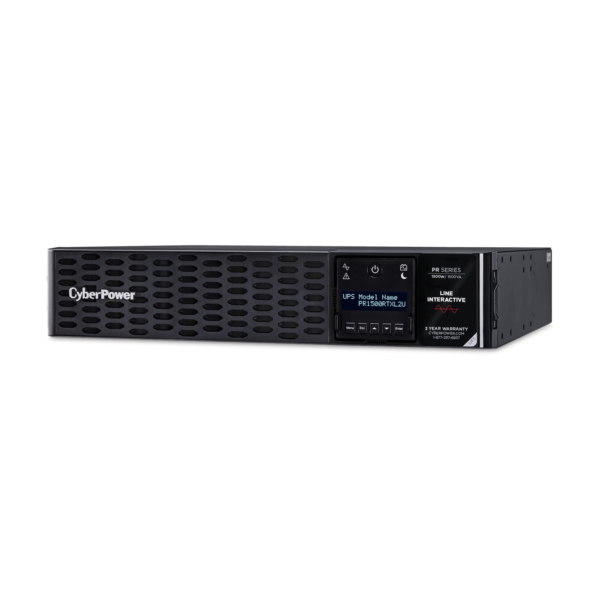 CyberPower PR1500RTXL2UN Smart App Sinewave UPS System, 1500VA/1500W, 8 Outlets, 2U Rack/Tower, RMCARD205 Pre-Installed, EBM Option, Black