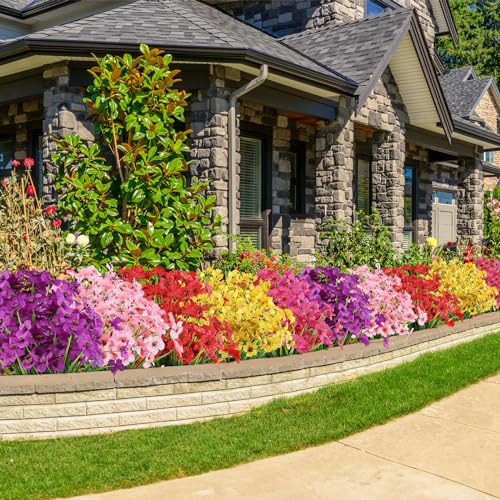 AmyHomie 20 Bundles Mix Orange Artificial Flowers for Outdoor Fall Decor UV Resistant Faux Flowers No Fade Fake Plastic Plants Garden Porch Window Box Decorating