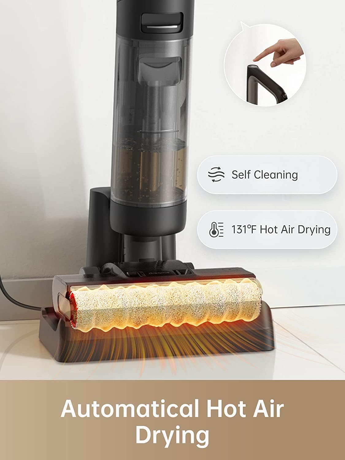 dreame H12 PRO Wet Dry Vacuum Cleaner, Cordless Vacuum Mop Smart Floor Cleaner for Hard Floors, One-Step Edge to Edge Cleaning with Hot Air Drying