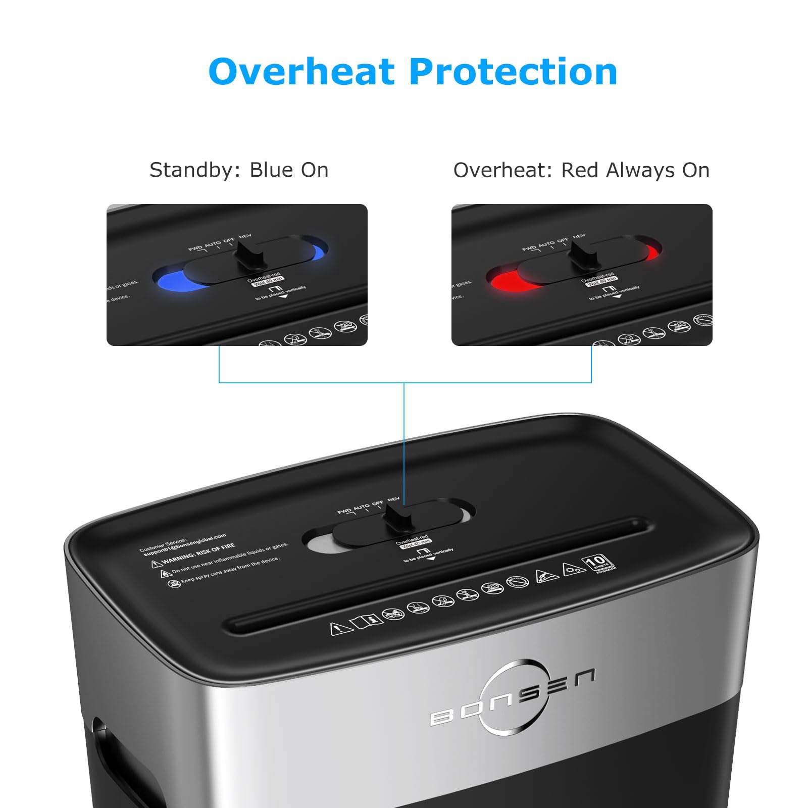 BONSEN Paper Shredder for Home Office, 10-Sheet Cross-Cut Shredder, P-4 High Security Level, Quiet Credit Card Shredder with Jam Proof System, 4 Gallons Bin (S3201)