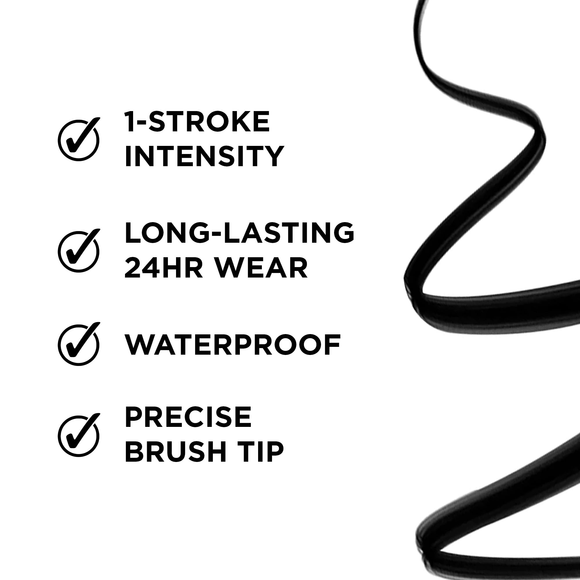 K7L Liquid Black Eyeliner with Felt Tip - Waterproof, long-lasting, anti-smudge, smear-resistant