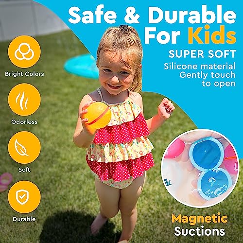 LEGACY KIDS Light Up Bath Toys For Kids Ages 4-8, Reusable water balloons For Kids, Water Balloons Quick Fill, Refillable Water Balloons For Kids, Magnetic, Reuse Water Balloons, Silicone (LED Light)