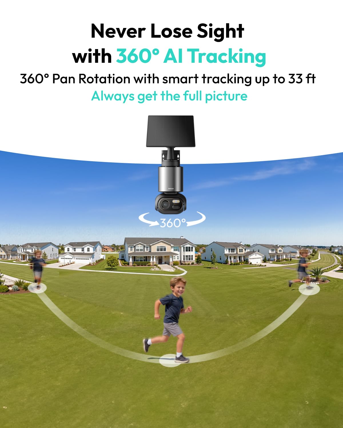 BOTSLAB 4K Security Cameras Wireless Outdoor, 4 Cam-Kit, Solar Camera for Home Security with Full Color Night Vision, No Subscription,AI Recognition,32GB Local Storage Base Station,360° PT,2.4GHz WiFi