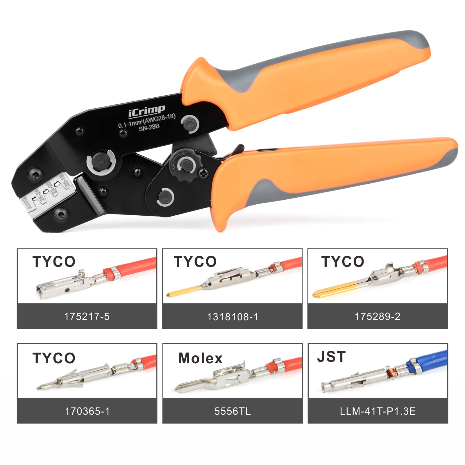 iCrimp SN-28B Dupont Crimping Tool for 3.96mm, 2.54mm, 2.5mm Pitch Dupont, JST XH VH Connectors, AWG 18 to 28