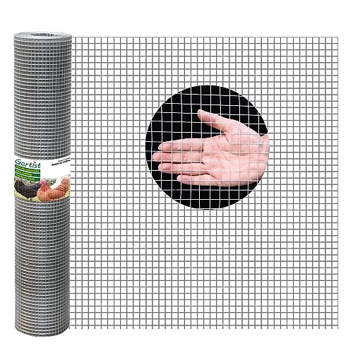 Gartist Hot-Dip Galvanized Welded Hardware Cloth,1/2inch 19Ga 16"x50' Chicken Wire Fencing, Raised Garden Bed Supports Wire Mesh Roll, Galvanized Wire Mesh Fence Prevent Snakes, Raccoons, Foxes