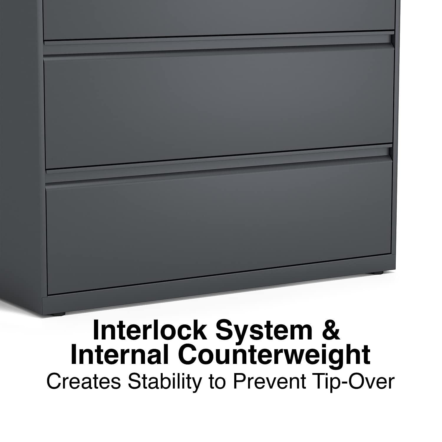 Lorell 3-Drawer Lateral File, 42 by 18-5/8 by 40-1/4-Inch, Charcoal