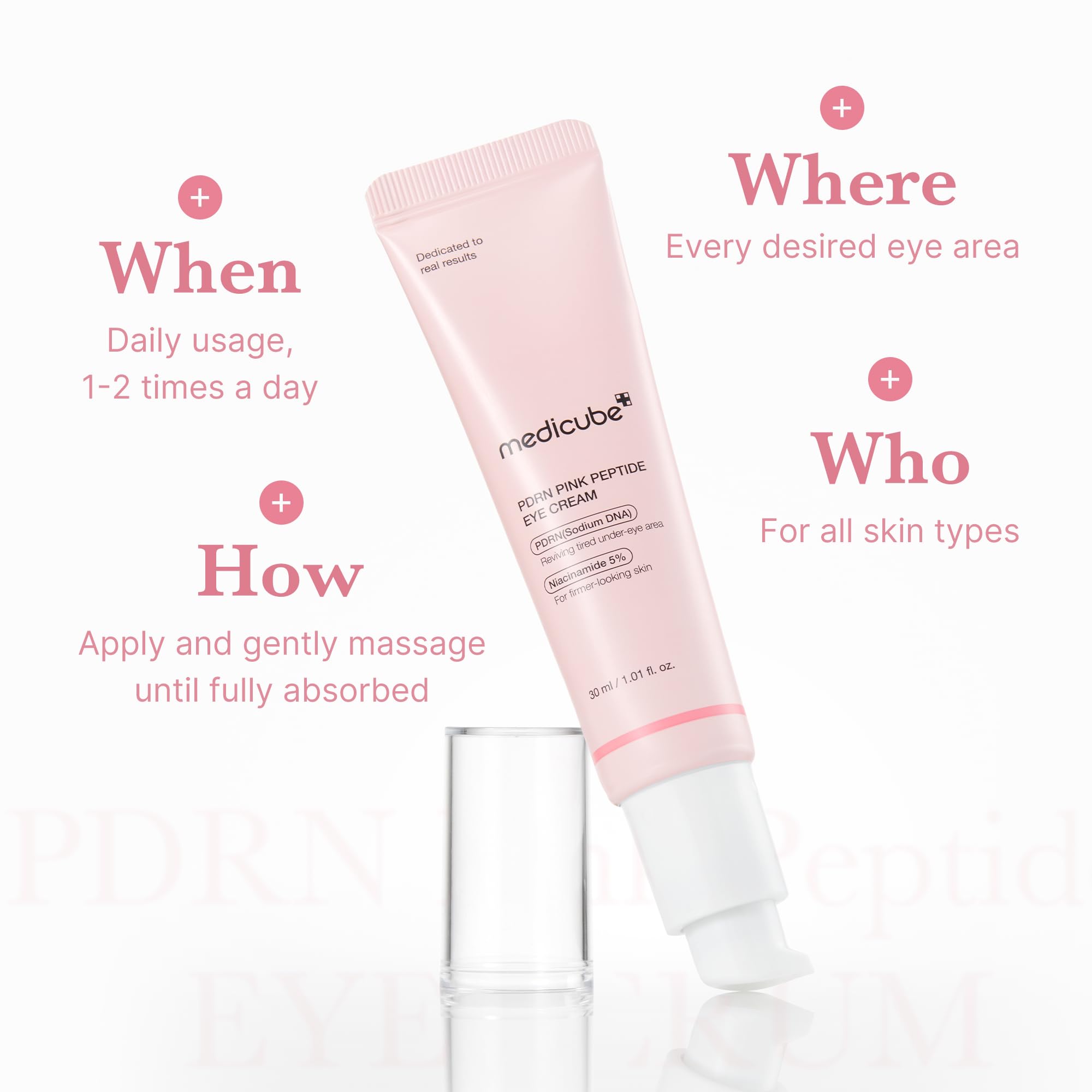 medicube Salmon DNA PDRN Pink Peptide Eye Serum with Niacinamide and 99% Purity Retinol for Fine Lines, Uneven Skin Tone, Korean Skin Care 1.01fl.oz