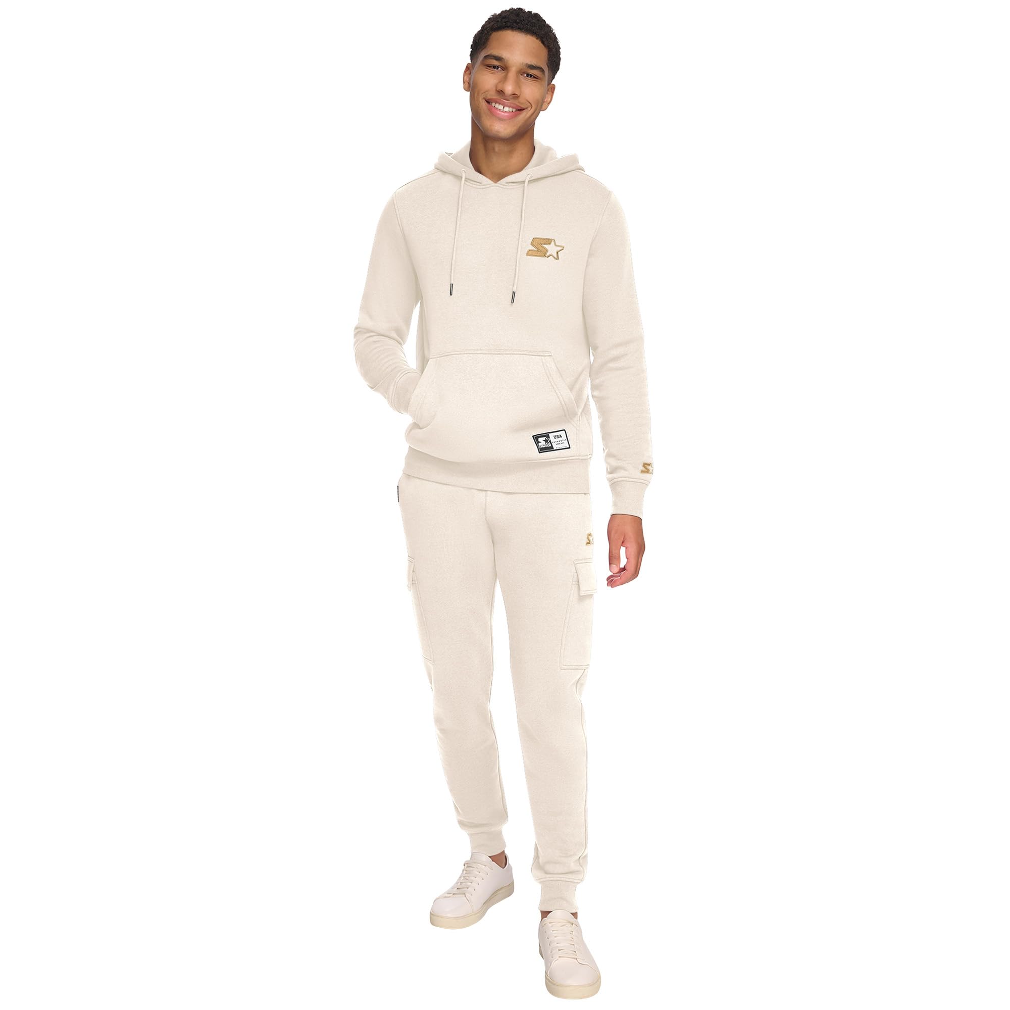 Starter Men's Classic Fit Fleece Embroidered Hoodie, White