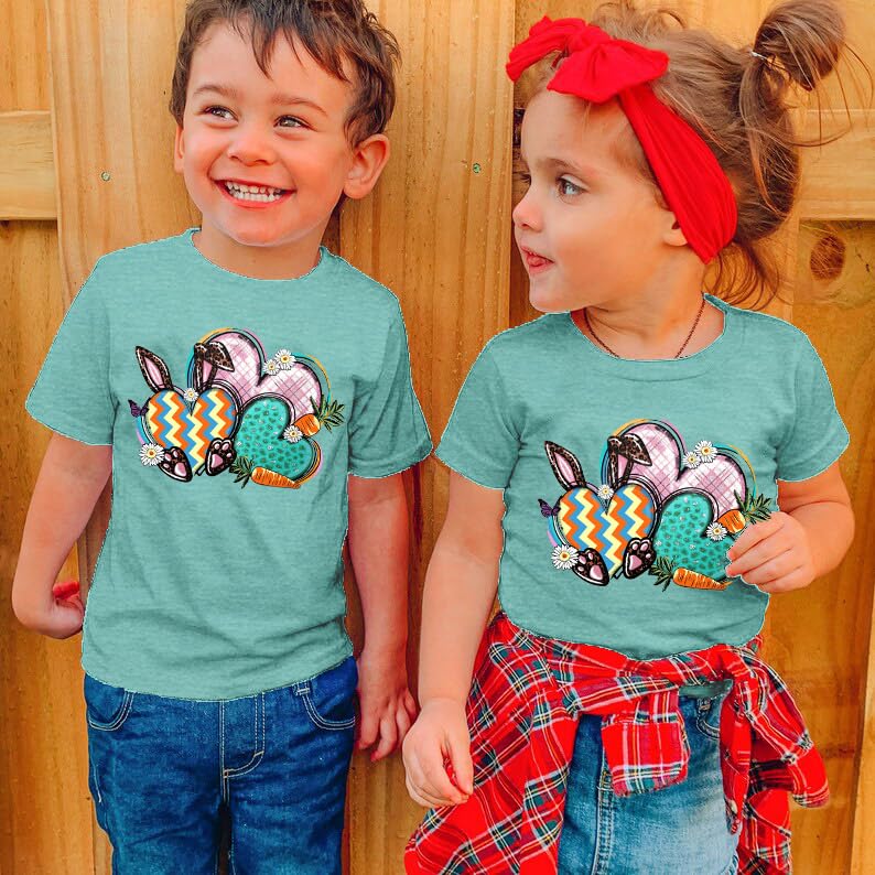 Toddler Easter Shirt Cute Bunny Rabbit Graphic T-Shirt Just a Girl Who Loves Bunnies Letter Print Tee Tops