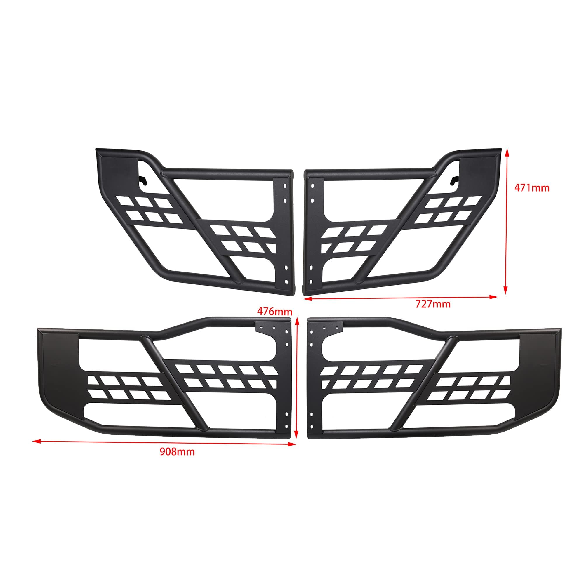 ECOTRIC 4-Door Set Off Road Front & Rear Tubular Doors Compatible with 2007-2018 Jeep Wrangler JK