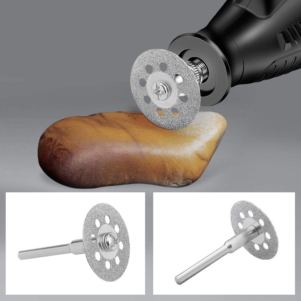 545 Diamond Cutting Wheel (22mm) 20pcs with 402 Mandrel (3mm) 4pcs and Screwdriver for Rotary Tools