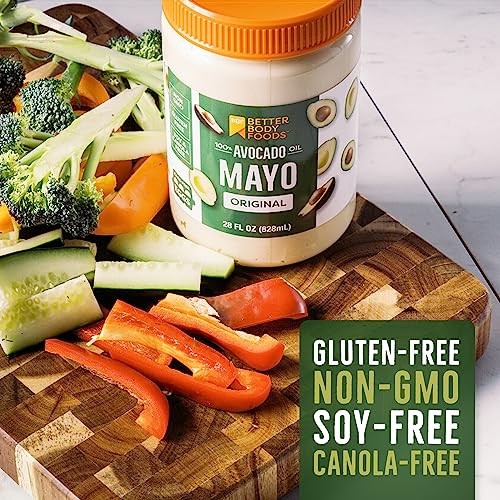 BetterBody Foods Avocado Oil Mayonnaise, Non-GMO Mayo Spread Made with Cage-Free Eggs, Paleo (28 Ounces)
