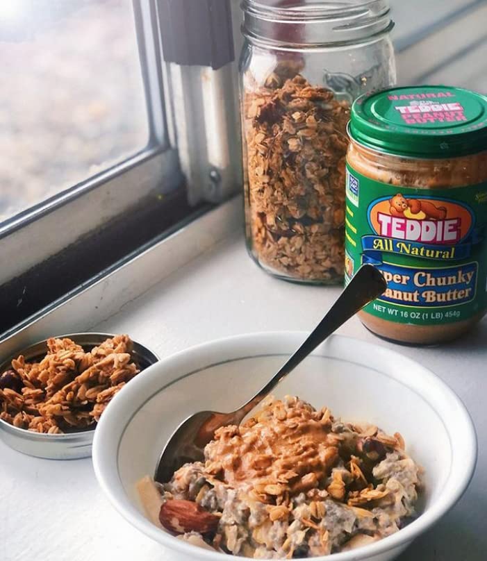 Teddie All Natural Peanut Butter, Smooth, Gluten Free & Vegan, 16 Ounce Glass (Smooth, Pack of 1)