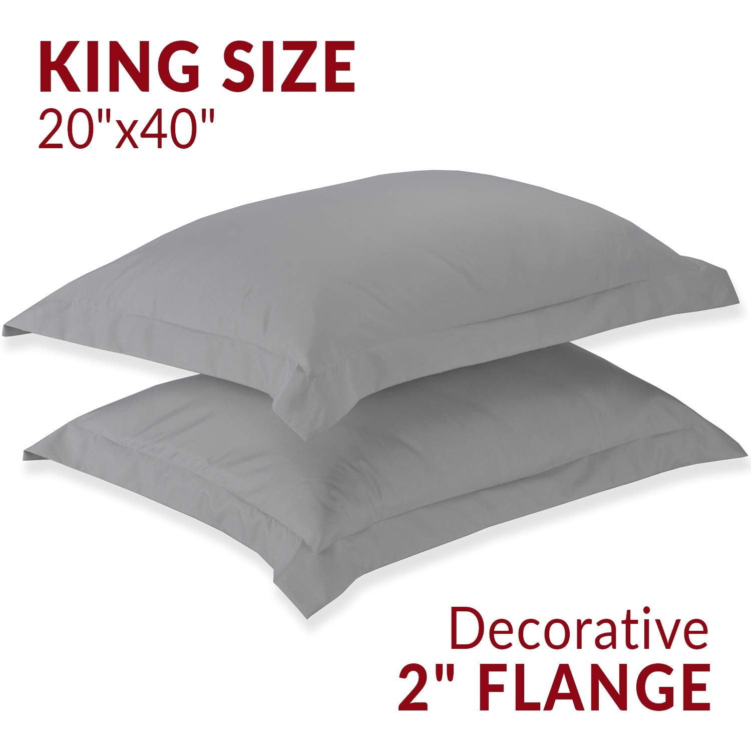 Mellanni Bed Sheet Set + 2 Pillow Shams Bundle&Save - Hotel Luxury Bedding Sheets & Pillowcases - Bundle Includes: 4pcs Bed Sheet Set and 2 Pillow Shams with 2" Flange (King, Light Gray)