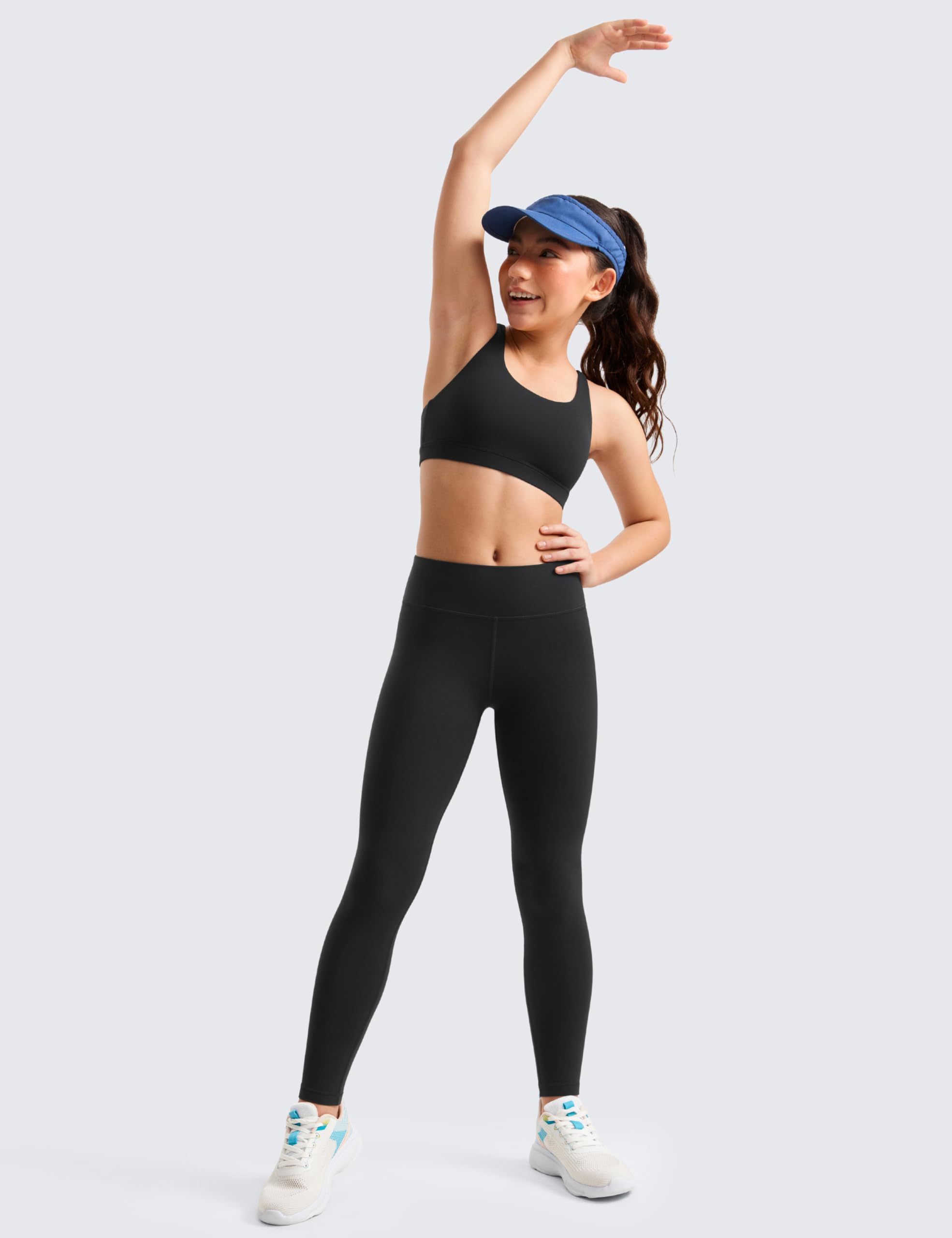 CRZ YOGA Girls Butterluxe Full Length Athletic Leggings - Kids High Waist Lounge Pants Active Dance Running Yoga Tights Black Medium